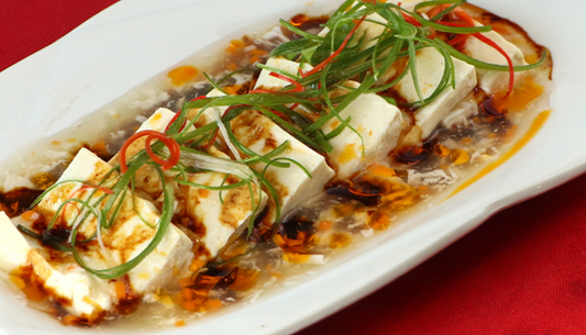 Steamed Tofu in Shallot Oil